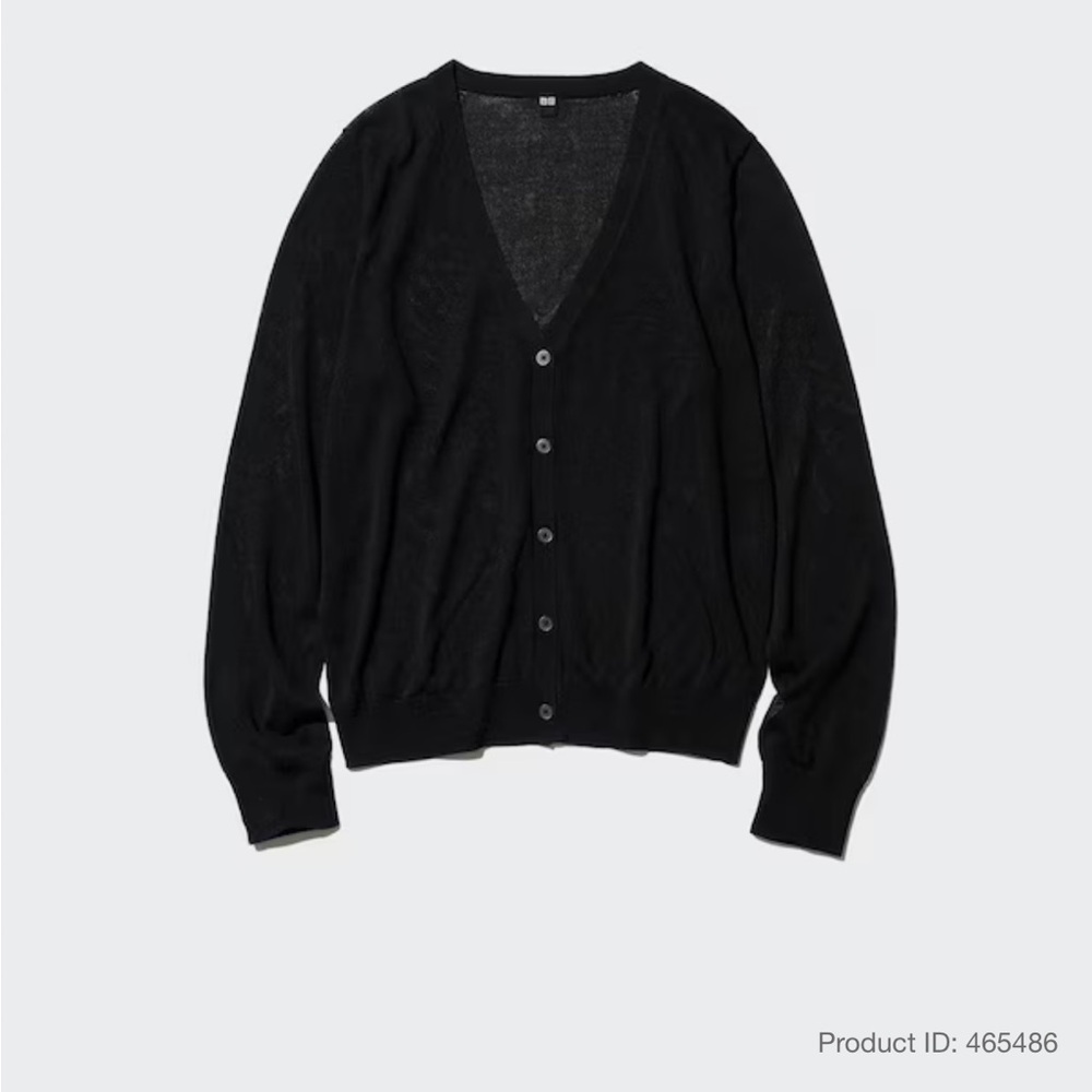 Uniqlo lightweight sheer V neck cardigan black size L